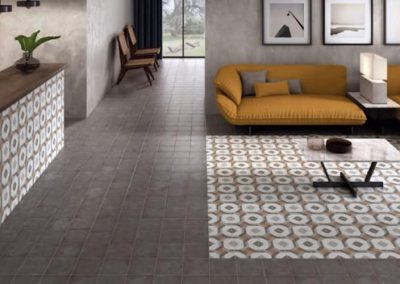 AKC Floors West Kelowna two varieties of tile for contrast in living room